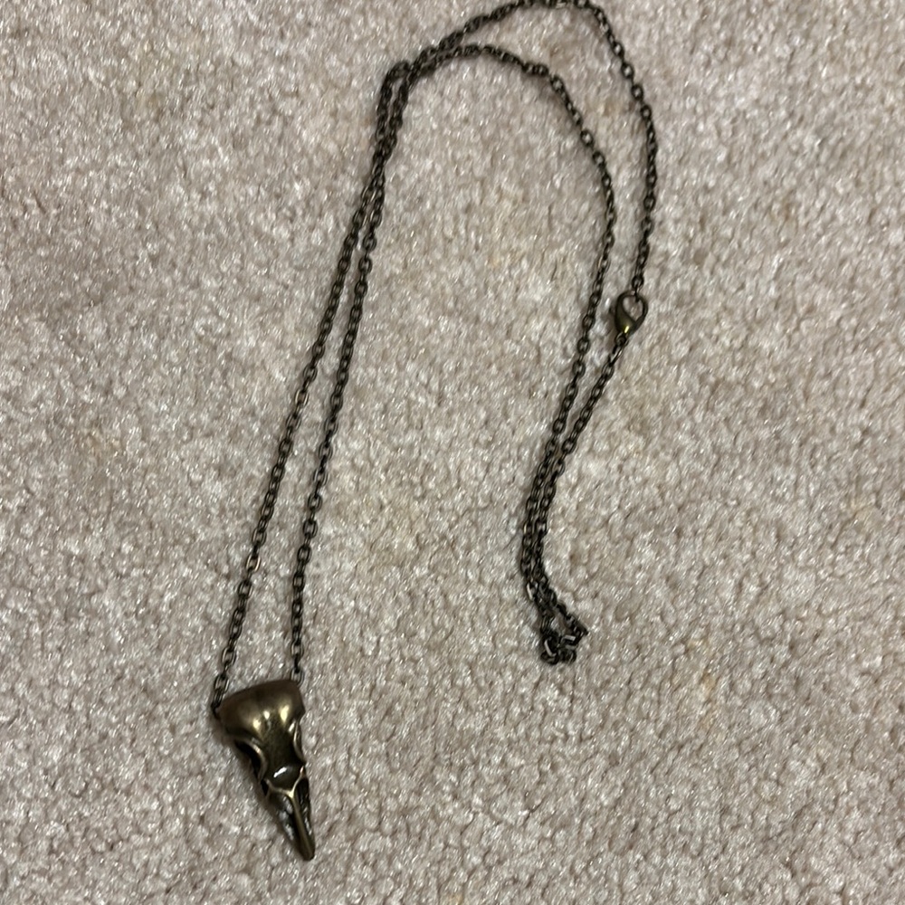 Bronze Skull Pendant Necklace